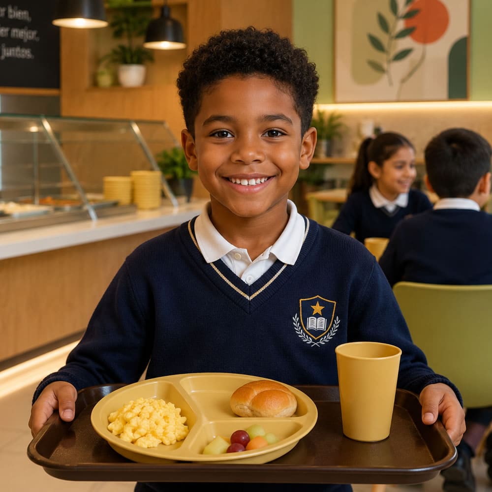 Bandeja plástica PAE para servicio de alimentos escolares